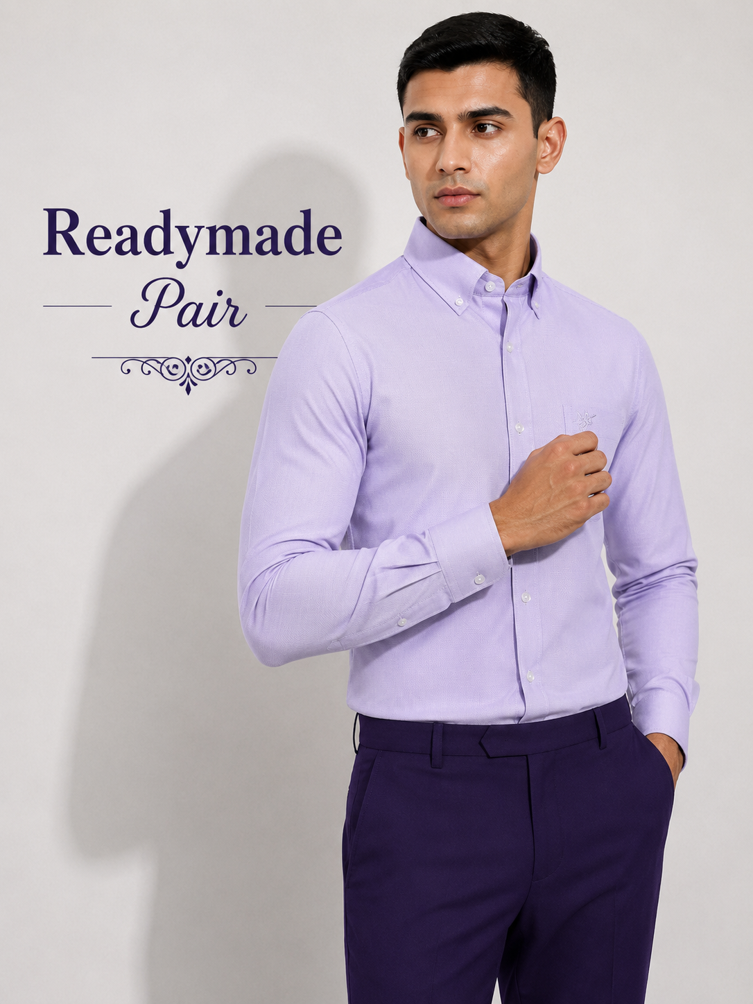 Premium Lavender Shirt with Dark Purple Trouser – Readymade Pair