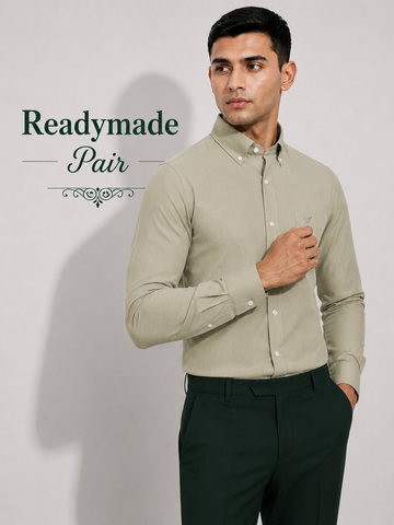 Premium Beige Shirt with Dark Green Trouser – Readymade Pair