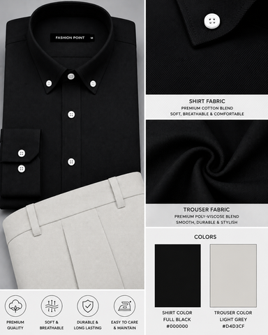 Premium Black Shirt with Light Grey Trouser – Readymade Pair