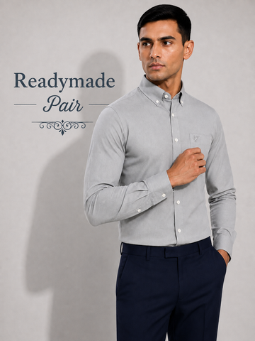 Premium Light Grey Shirt with Navy Blue Trouser – Readymade Pair