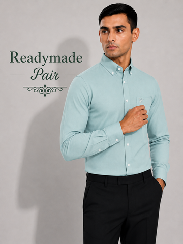 Premium Aqua Blue Shirt with Black Trouser – Readymade Pair