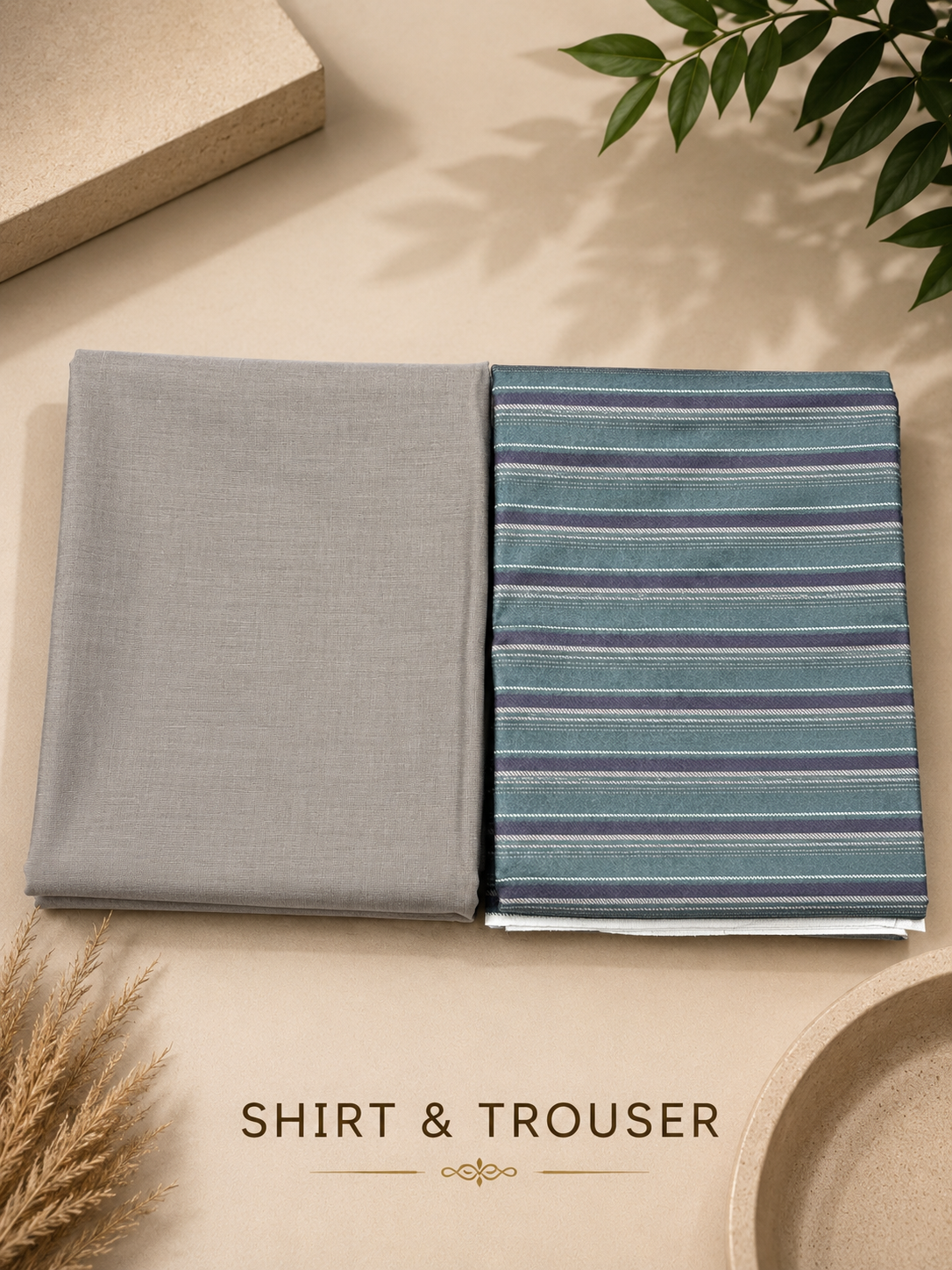Premium Men's Shirt & Trouser Fabric Combo – 2.40M Shirt & 1.20M Trouser | Unstitched Formal Fabric