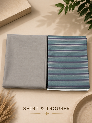 Premium Men's Shirt & Trouser Fabric Combo – 2.40M Shirt & 1.20M Trouser | Unstitched Formal Fabric