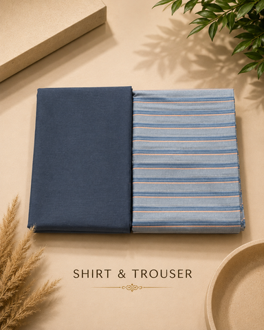 Premium Men's Shirt & Trouser Fabric Combo – 2.40M Shirt & 1.20M Trouser | Unstitched Formal Fabric