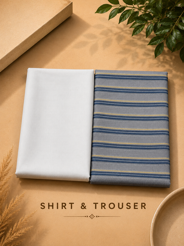 Premium Men's Shirt & Trouser Fabric Combo – 2.40M Shirt & 1.20M Trouser | Unstitched Formal Fabric