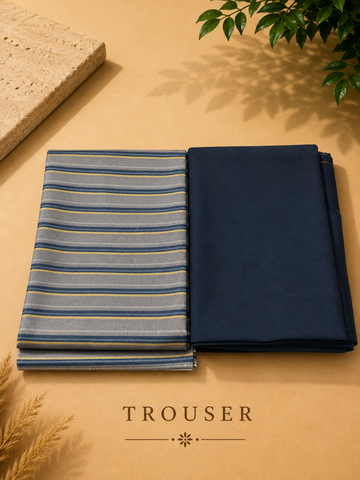 Premium Men's Shirt & Trouser Fabric Combo – 2.40M Shirt & 1.20M Trouser | Unstitched Formal Fabric