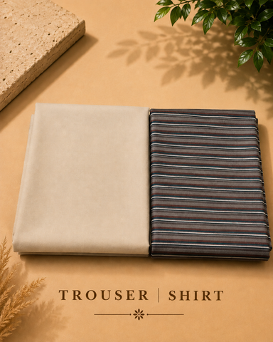 Premium Men's Shirt & Trouser Fabric Combo – 2.40M Shirt & 1.20M Trouser | Unstitched Formal Fabric