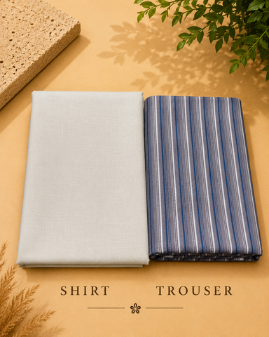 Premium Men's Shirt & Trouser Fabric Combo – 2.40M Shirt & 1.20M Trouser | Unstitched Formal Fabric