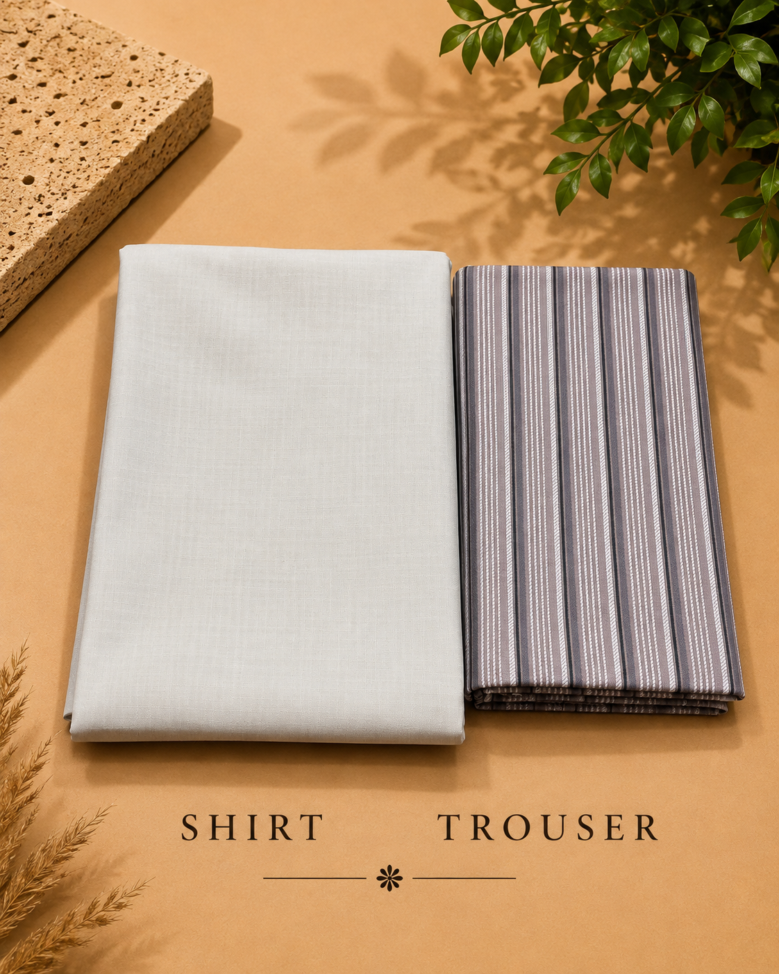 Premium Men's Shirt & Trouser Fabric Combo – 2.40M Shirt & 1.20M Trouser | Unstitched Formal Fabric
