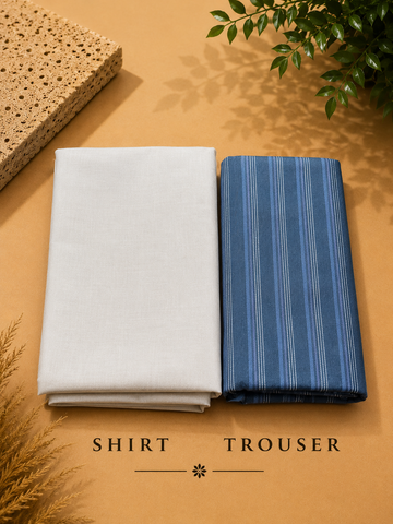 Premium Men's Shirt & Trouser Fabric Combo – 2.40M Shirt & 1.20M Trouser | Unstitched Formal Fabric