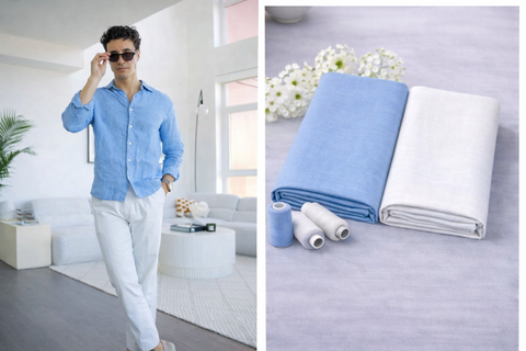 Giza Cotton Shirt & Trouser Unstitched Fabric Set (Shirt 2.25 & Pant 1.20)