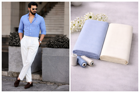 Giza Cotton Shirt & Trouser Unstitched Fabric Set (Shirt 2.25 & Pant 1.20)