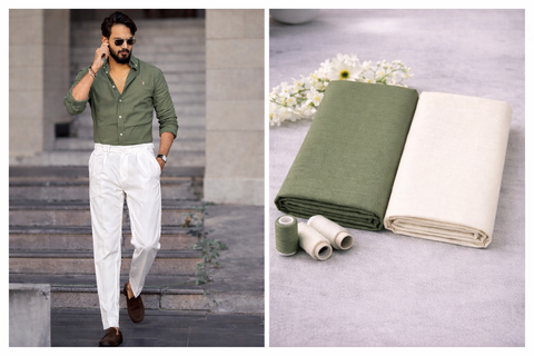 Giza Cotton Shirt & Trouser Unstitched Fabric Set (Shirt 2.25 & Pant 1.20)