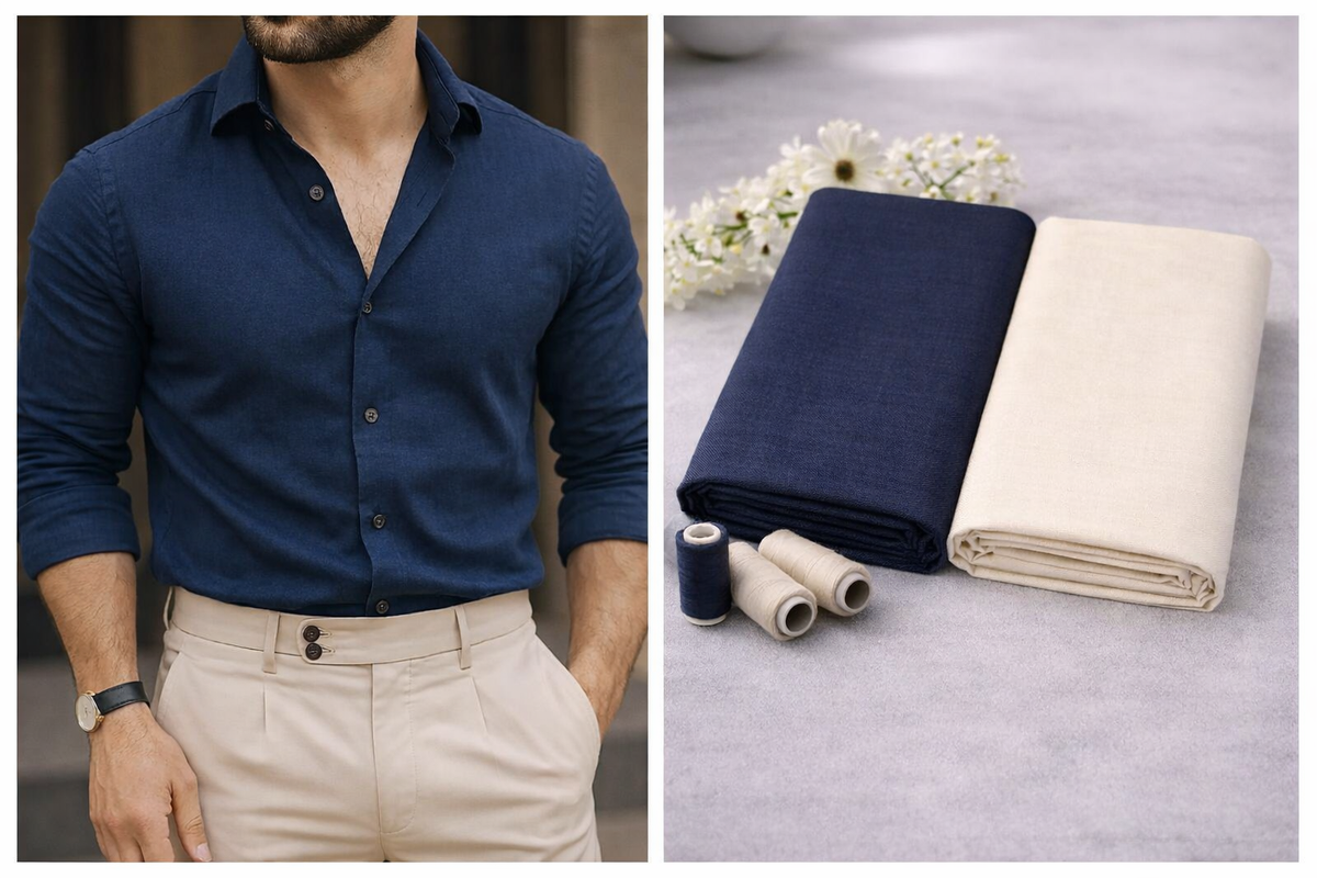 Giza Cotton Shirt & Trouser Unstitched Fabric Set (Shirt 2.25 & Pant 1.20)