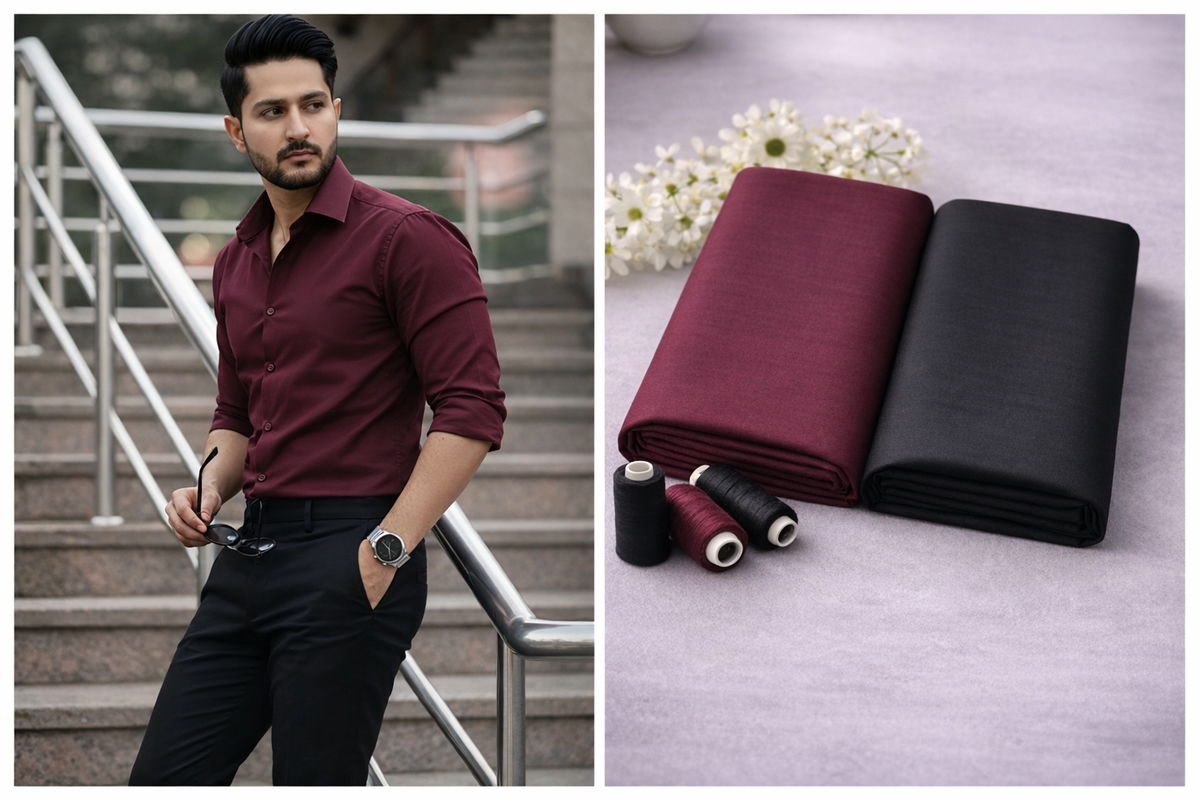 Giza Cotton Shirt & Trouser Unstitched Fabric Set (Shirt 2.25 & Pant 1.20)
