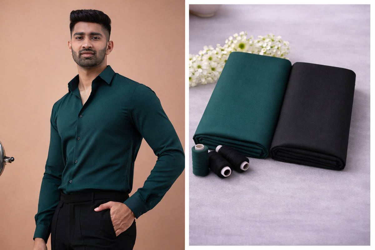 Giza Cotton Shirt & Trouser Unstitched Fabric Set (Shirt 2.25 & Pant 1.20)