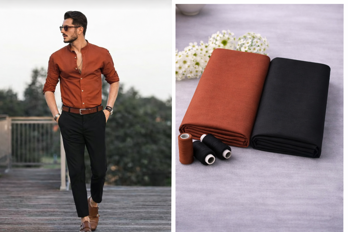 Giza Cotton Shirt & Trouser Unstitched Fabric Set (Shirt 2.25 & Pant 1.20)