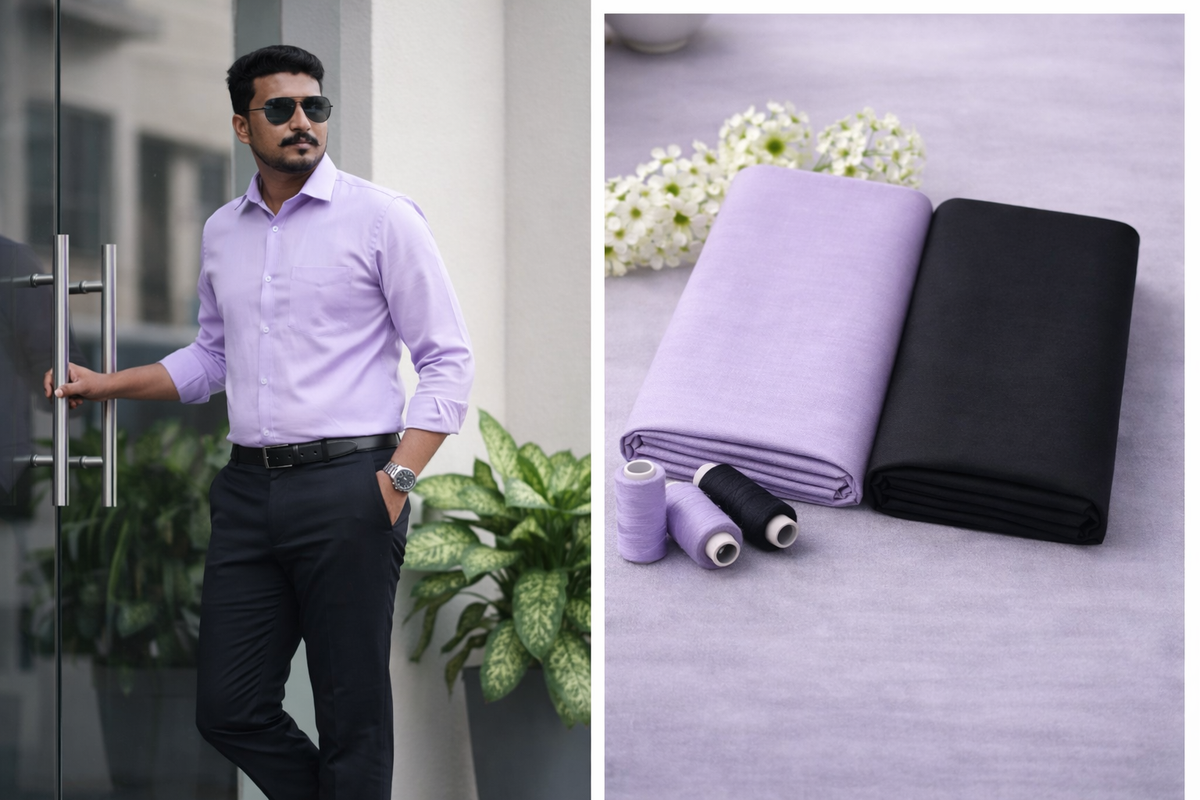 Giza Cotton Shirt & Trouser Unstitched Fabric Set (Shirt 2.25 & Pant 1.20)