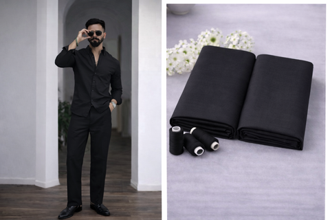 Giza Cotton Shirt & Trouser Unstitched Fabric Set (Shirt 2.25 & Pant 1.20)