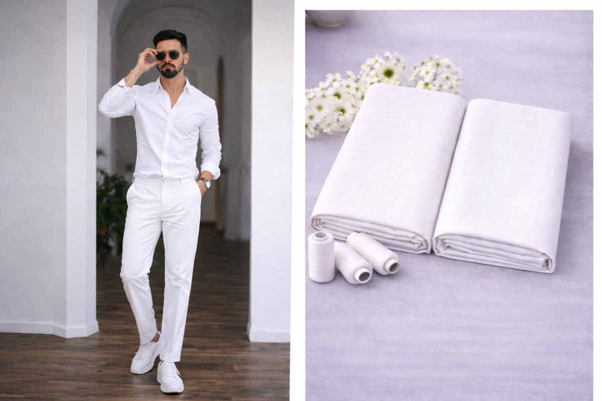 Giza Cotton Shirt & Trouser Unstitched Fabric Set (Shirt 2.25 & Pant 1.20)