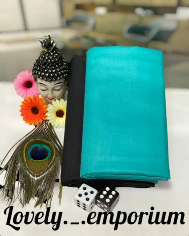 Light Blue & Black Unstitched Giza Cotton Fabric Set - Shirt & Pant Ready for Tailoring