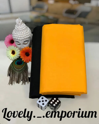 Luxury Unstitched Giza Cotton Fabric Set - Bright Orange Shirt & Black Trouser