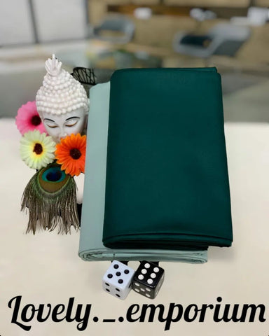 Luxury Unstitched Cotton Fabric Set - Dark Teal Shirt & Soft Green Pant | Ready for Tailoring