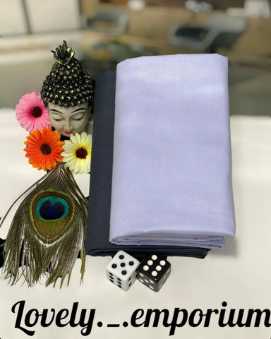 Lavender & Charcoal Grey Unstitched Giza Cotton Fabric Set - Shirt & Pant Ready for Tailoring