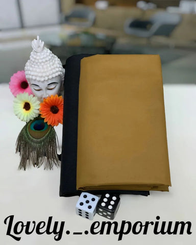 Gold & Black Unstitched Giza Cotton Fabric Set - Shirt & Pant Ready for Tailoring