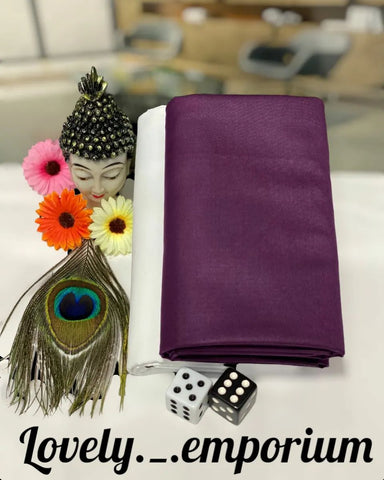 Dark Purple & Off White Unstitched Giza Cotton Fabric Set - Shirt & Pant Ready for Tailoring