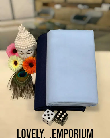 🌟 Luxury Unstitched Giza Cotton Fabric Set - Sky Blue Shirt & Formal Trouser