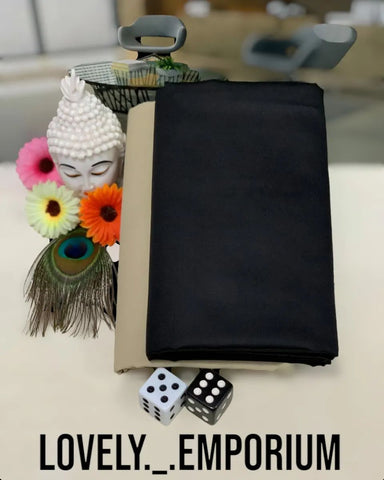 Black & Light Brown Unstitched Giza Cotton Fabric Set - Shirt & Pant Ready for Tailoring