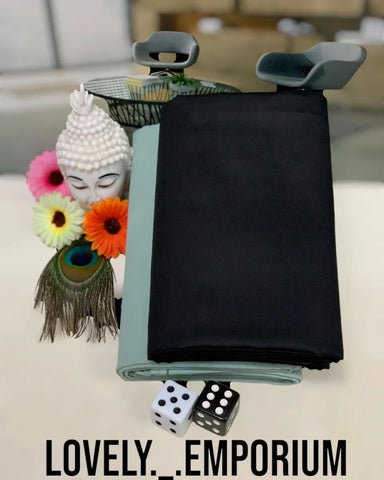Charcoal Black & Misty Teal Unstitched Giza Cotton Fabric Set - Shirt & Pant Ready for Tailoring