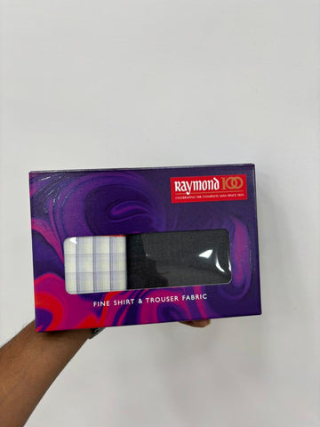 RAYMOND Fine Fabric Combo: Minimal Check Shirt & Formal Black Trouser Material (Unstitched, Premium Quality)