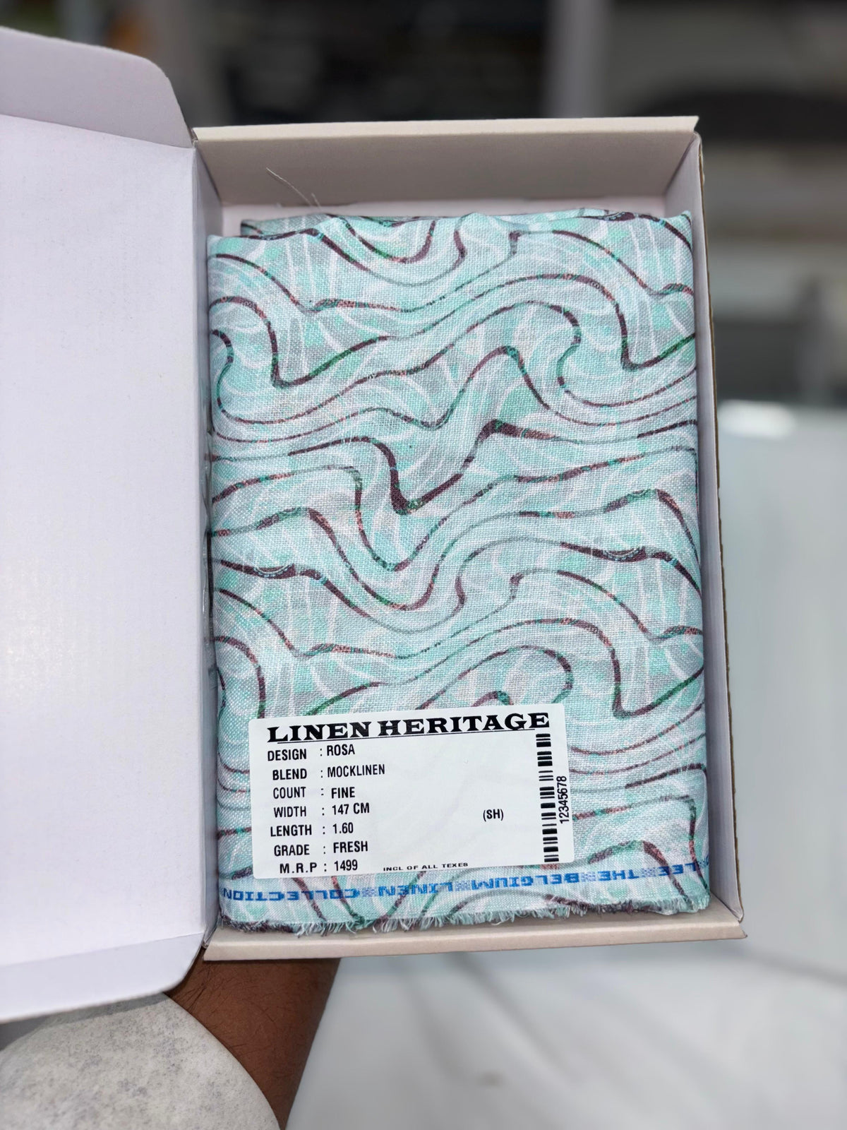 Linen Heritage Fabric (Abstract Wave Design)