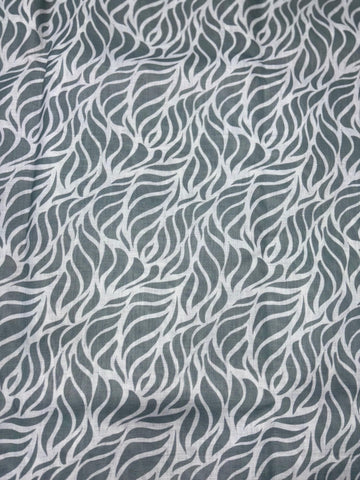 Premium Linen Heritage Leaf Pattern Shirt Fabric for Men – Grey & White Abstract Design, Soft Linen Blend (1.60m Length, 147 cm Width)